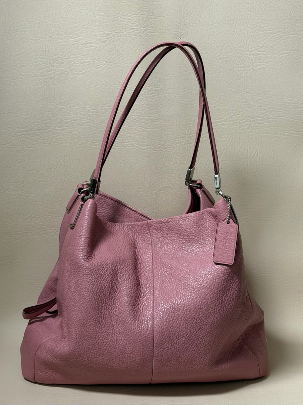 COACH Madison Phoebe Pebbled
Leather Shoulder Bag in Pink/ mauve Style F34495
